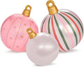 FUNBOY Giant Inflatable Light-Up Pink Christmas Ornaments, 3-Pack / 24'' 22'' and 16.5'' Sizes, Indoor/Outdoor