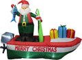 8 ft Inflatable Santa on Fishing Boat, Christmas outdoor decoration