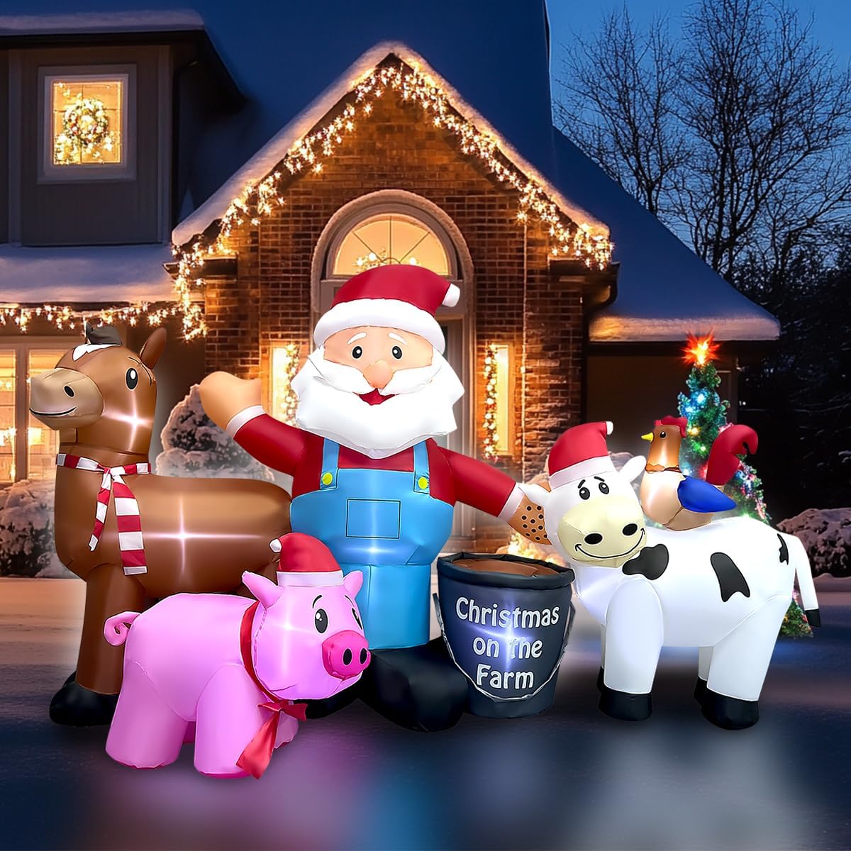 8 ft Inflatable Santa Farm Scene, Christmas outdoor decoration