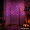 6FT LED Lighted Halloween Tree 2-Pack Orange Purple Lights Décor / Spooky Halloween decoration lights, easy