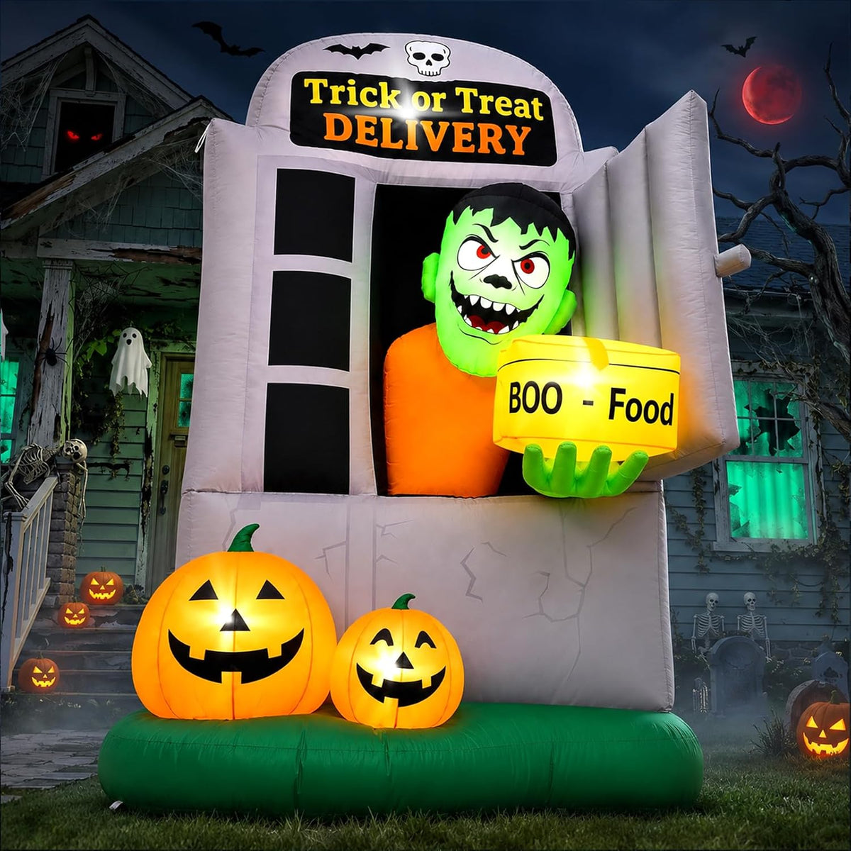 7FT Halloween Inflatable Zombie Delivery Man Decor Outdoor Yard Decoration / Zombie Halloween Decorations