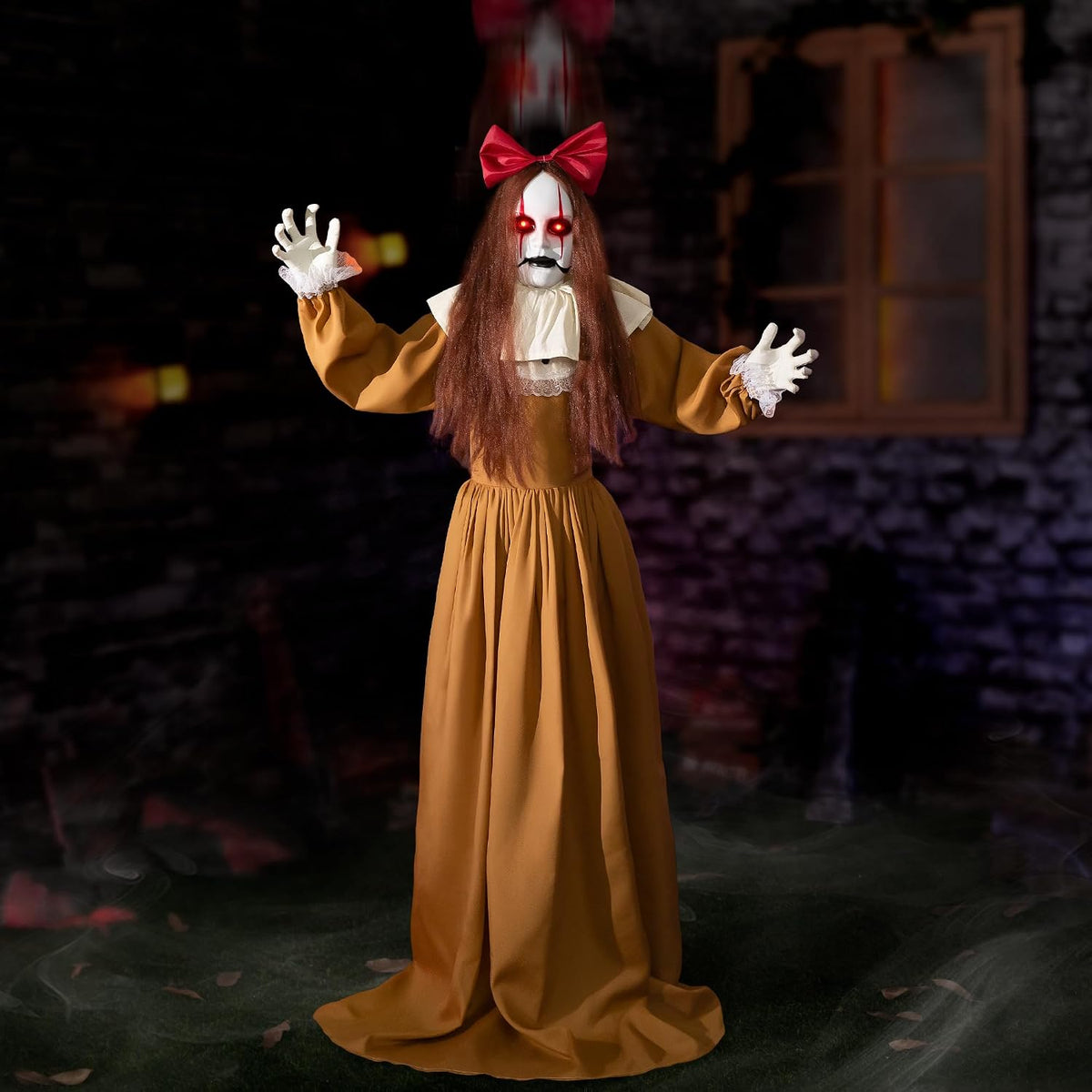 Halloween Animatronics Decorations, 6FT Animated Lifesize Scary Haunted Jumpscare Lady Ghost with Sound Act