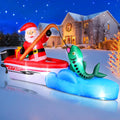 FunFanso 11 FT Christmas Inflatable Santa Claus Fishing on the Boat, Blow up Outdoor Decorations with