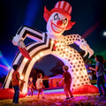 ZOOMATOOE 14FT Halloween Inflatable Giant Scary Clown Archway, Blow Up Evil Circus Jester with Bloody Knife