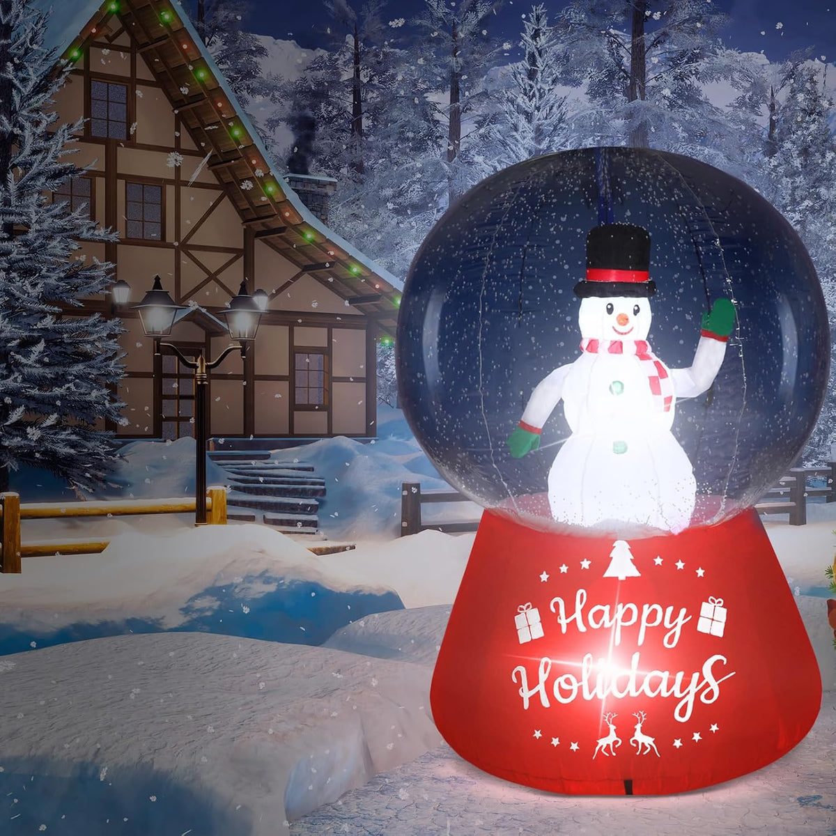 Shappy 5.5ft Inflatable Snow Globe with Built in LEDs Christmas Inflatable Decoration with Snowman Blow Up