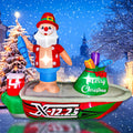 BLOWOUT FUN 8ft Inflatable Christmas Santa Claus Standing on Fishing Boat / with Gift Bag Lighted Blow Up