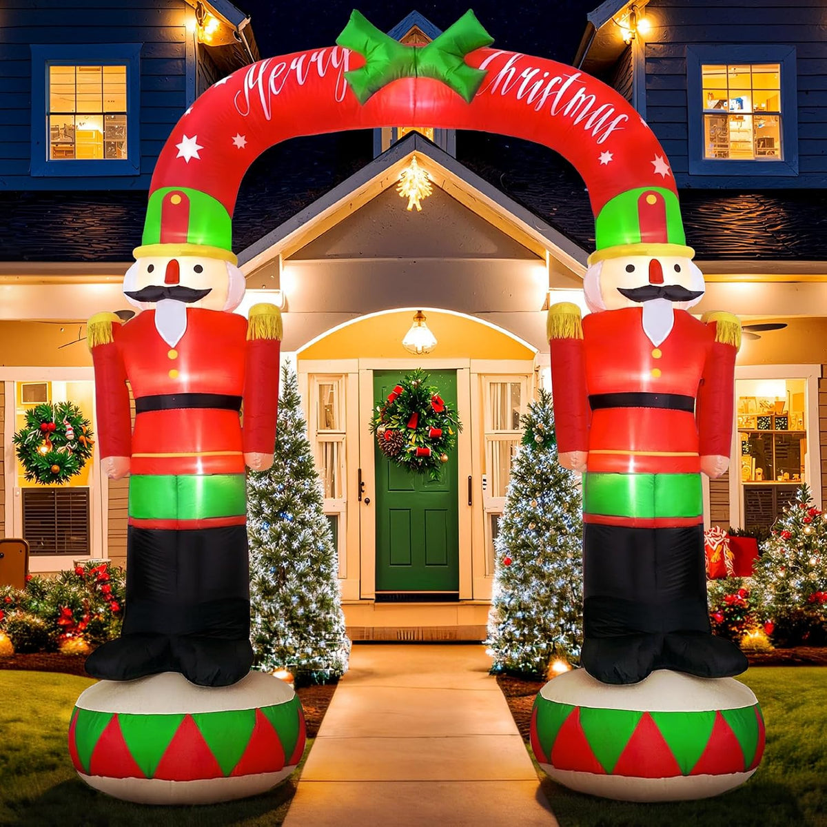 8FT Christmas Inflatable Archway Outdoor, Inflatable Nutcracker Arch Decor / Giant Christmas Blow up Yard