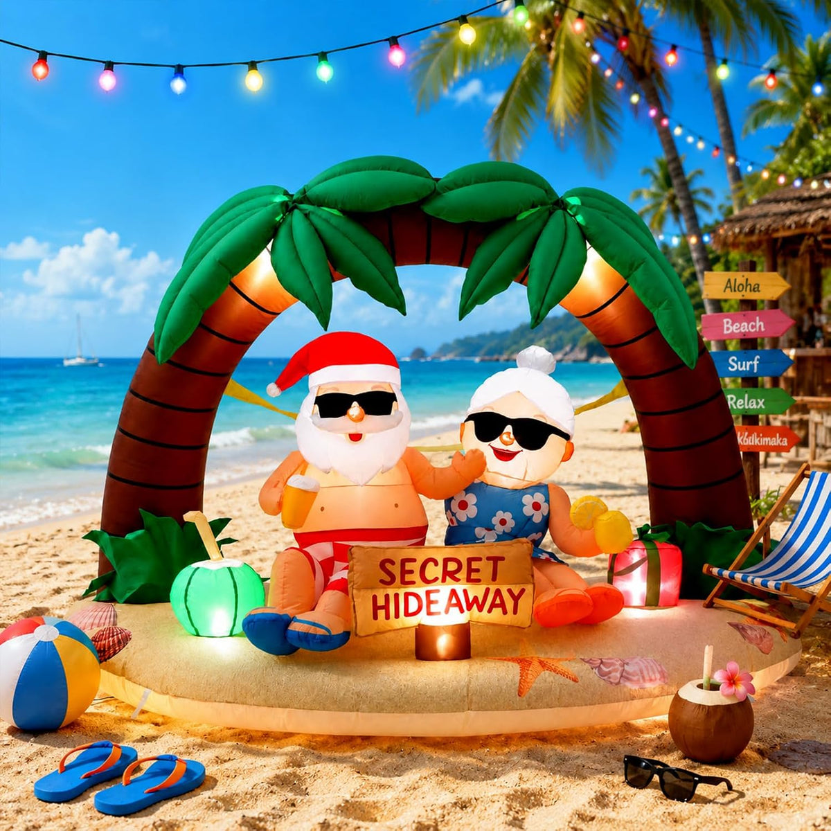 7 ft Inflatable Santa and Mrs. Claus, Christmas outdoor decoration