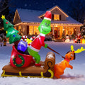 6.5FT Christmas Inflatable Outdoor Decoration, Christmas Blow Up Yard Decorations, Green Monster with Sleigh