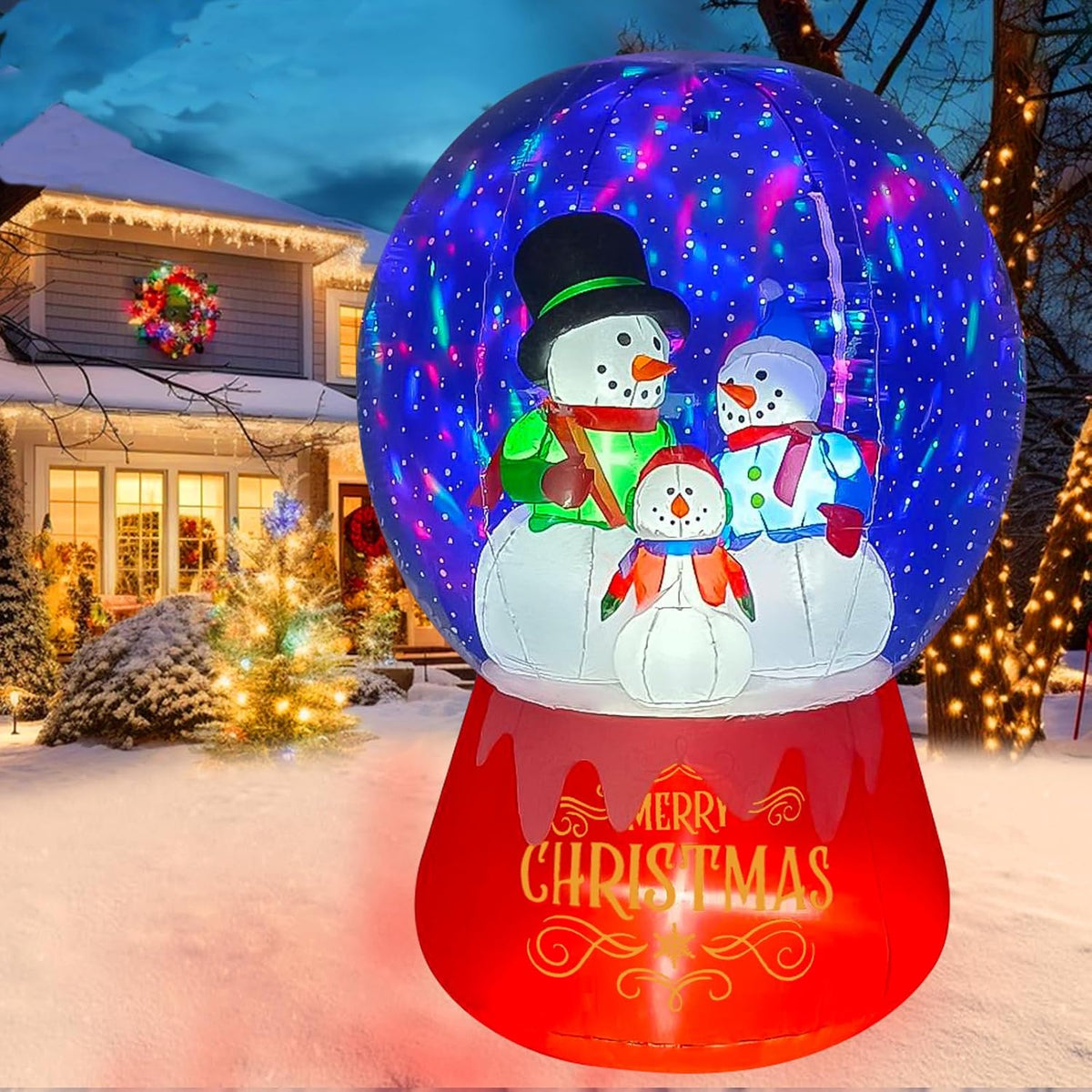 EBANKU 6FT Christmas Inflatable Snow Globe Yard Decorations Snowmen Family / Christmas Inflatable with