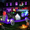 7.9 ft Inflatable Witch Hearse with Ghost Skeletons, Halloween outdoor decoration