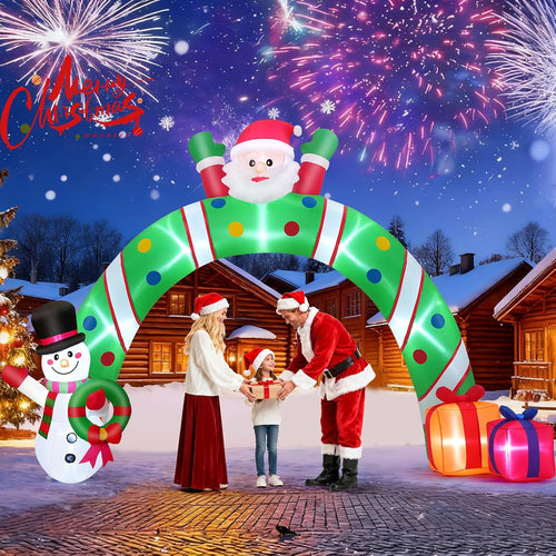 10.3Ft Christmas Inflatable Archway Outdoor Decoration, Blow up Giant Christmas Arch Tunnel with Inflatable