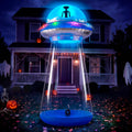 Joiedomi 9 FT Tall Halloween Inflatable UFO Abduction Decoration, Blow Up Blue Flat Rim UFO with Built-in