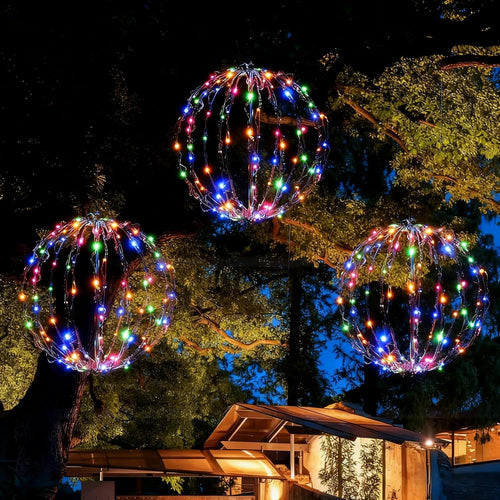 12 in Hanging Christmas Light Balls, Set of 3, Christmas outdoor decoration