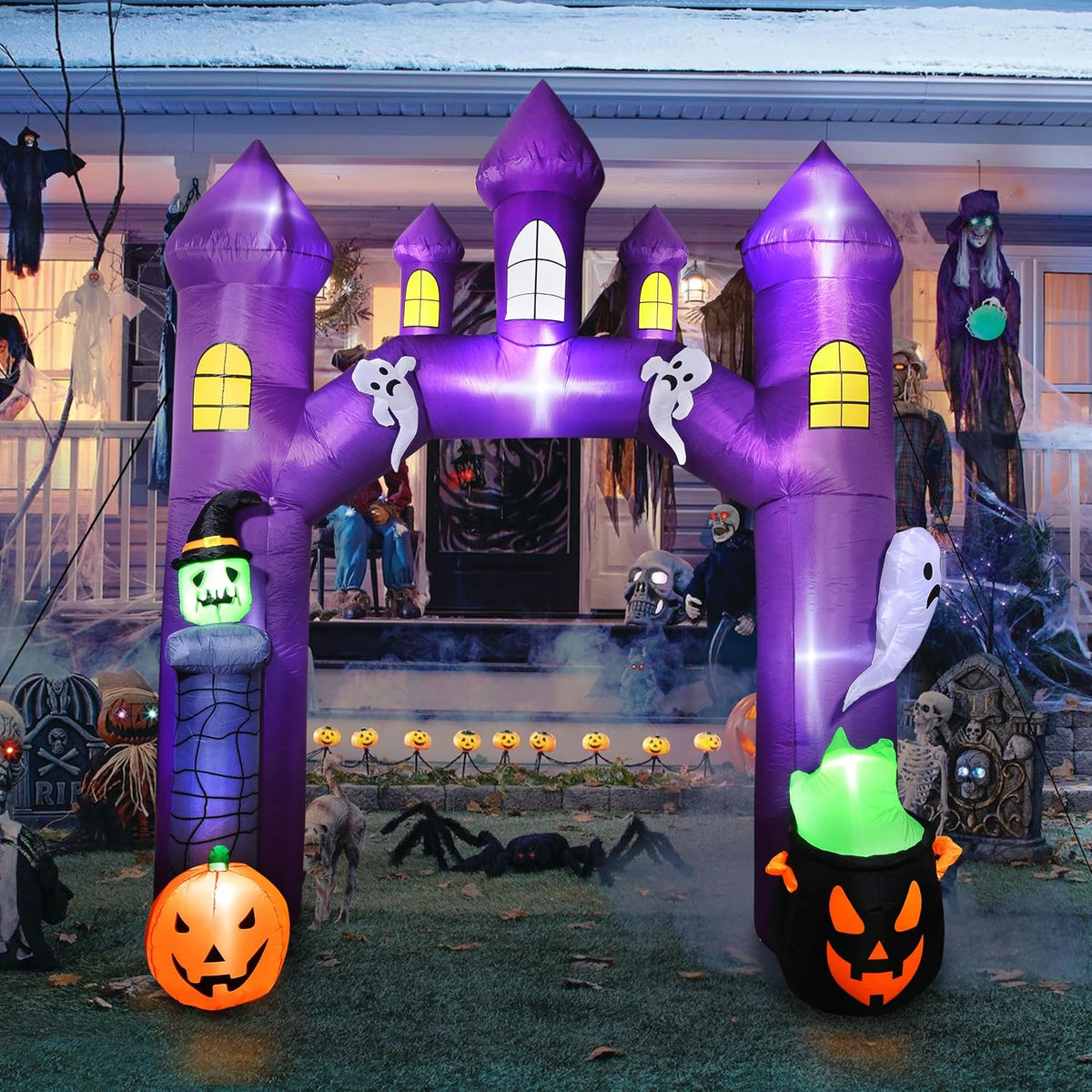 Donmills 10FT Halloween Inflatable Castle Archway Outdoor Decor for Yard / Halloween Blow Up Yard Decorations